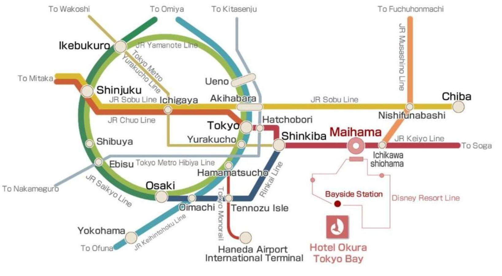 Hotel Okura Tokyo Bay Urayasu Екстериор снимка Location of the hotel